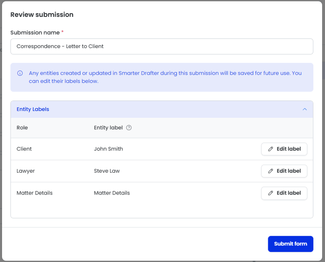 Review submission expanded