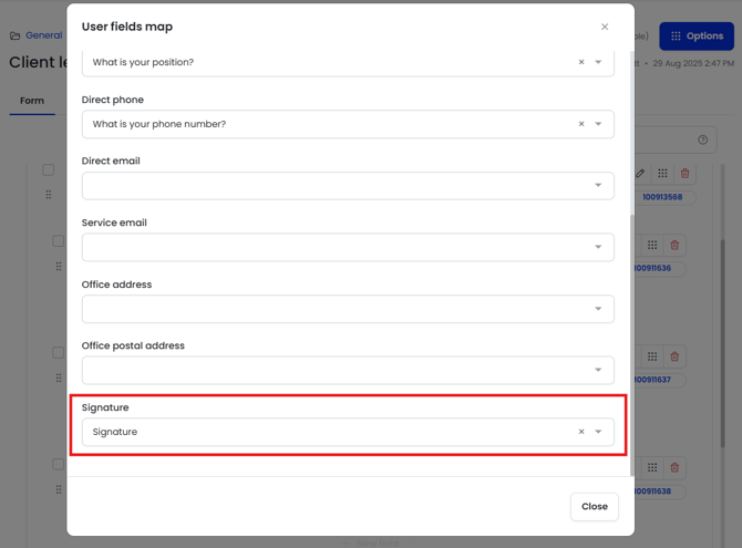 Signature User Mapping