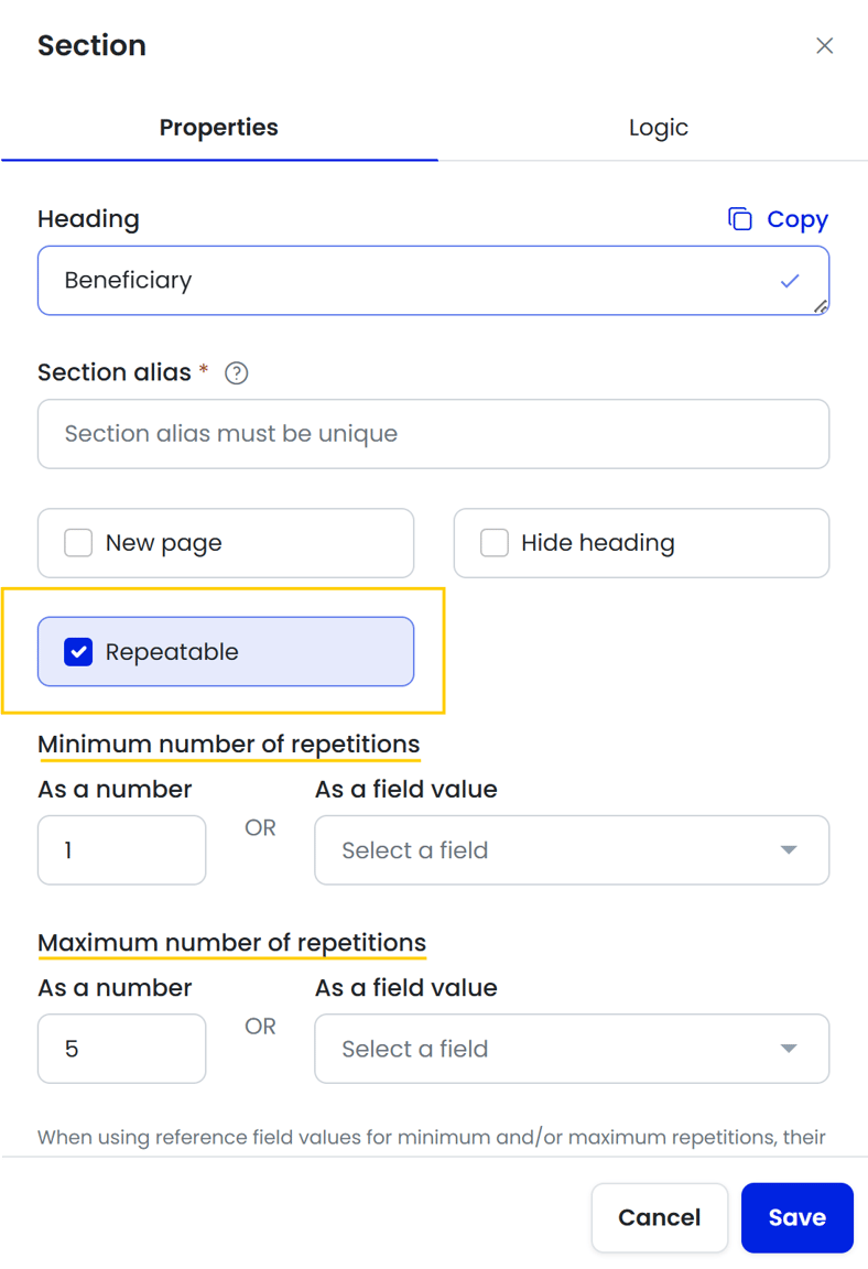 How to Use Repeatable Sections